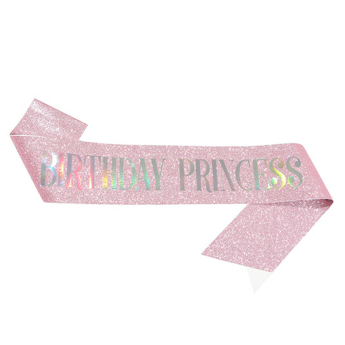 New birthday party glitter shoulder strap etiquette belt birthday princess princess belt ribbon wholesale