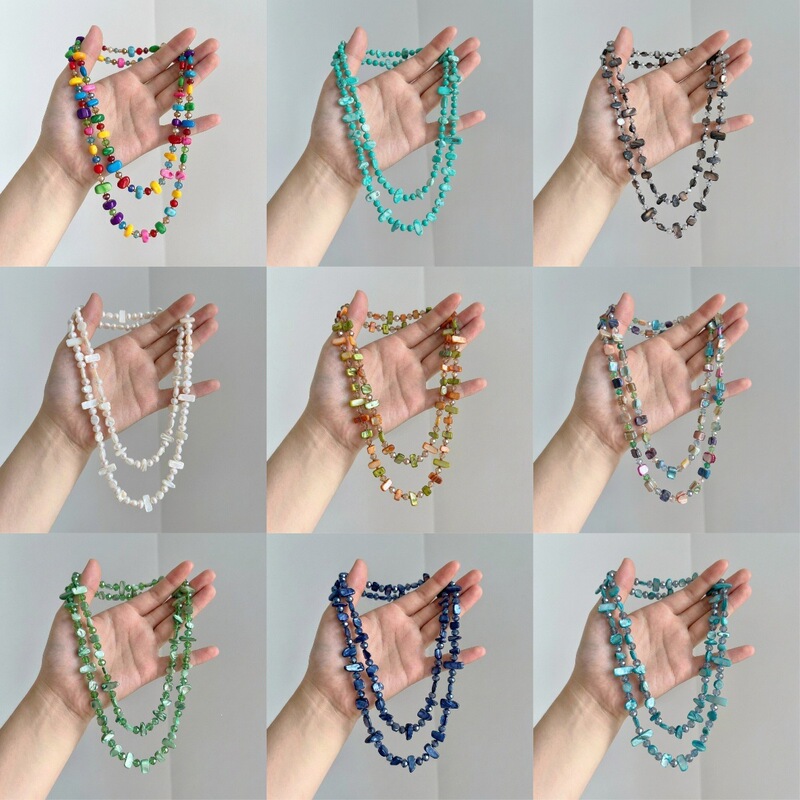 Colorful Natural Stone Beaded Personalized Accessories Bohemian Ethnic Style Necklace Fashion Niche Versatile Sweater Chain for Women Colorful Natural Stone Beaded Personalized Accessories Bohemian Ethnic Style Necklace Fashion Niche Versatile Sweater Chain for Women