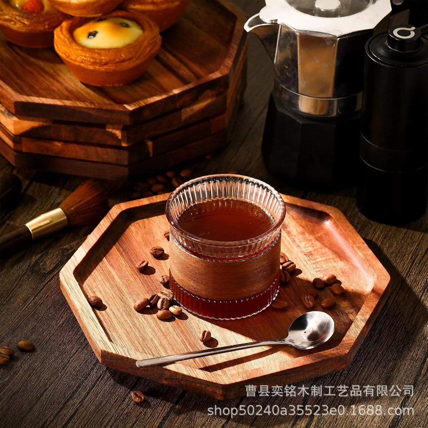 Деревянные многоугольные поддоны Домашние фруктовые закуски Ресторан стейк-пиццы блюдо из цельного дерева