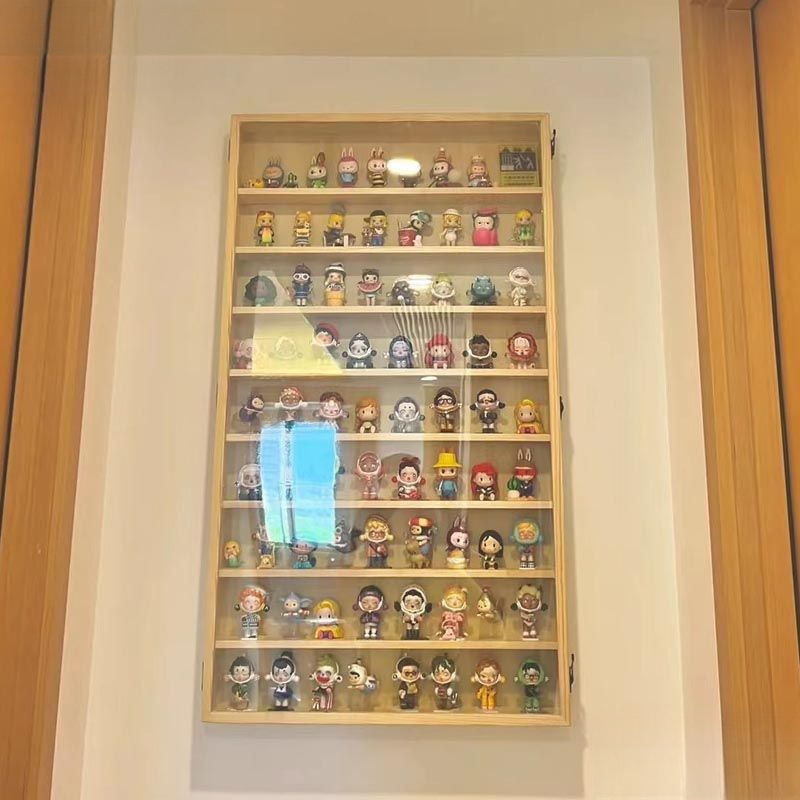 亚克力展示架泡泡玛特盲盒收纳实木手办收纳柜Molly展示柜挂墙|undefined