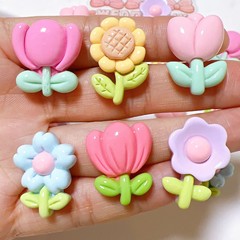 明るい顔のチューリップのひまわりの樹脂の部品のdiyクリームの携帯電話の携帯電話の携帯電話の手のヘアピンのひものアクセサリの材料