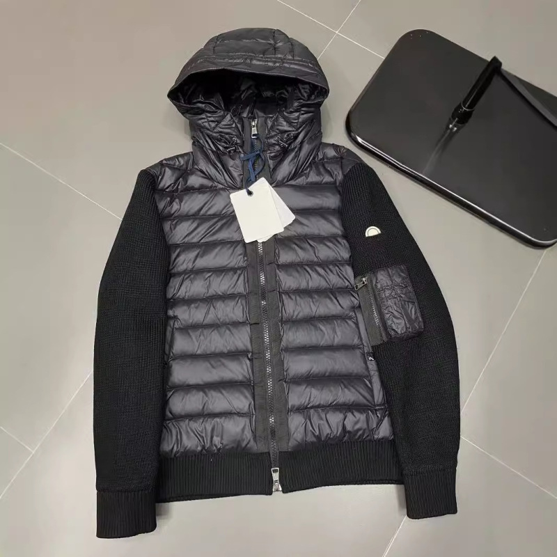 24新品羽绒服 时尚连帽拼接针织袖羽绒外套 蒙m家短款私域货源|undefined