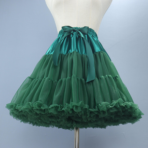 Cloud-like soft tulle crinoline with boneless structure, Lolita-style puffy tutu skirt—perfect for children's princess dresses or adult mid-length skirts in a rich moss green shade.