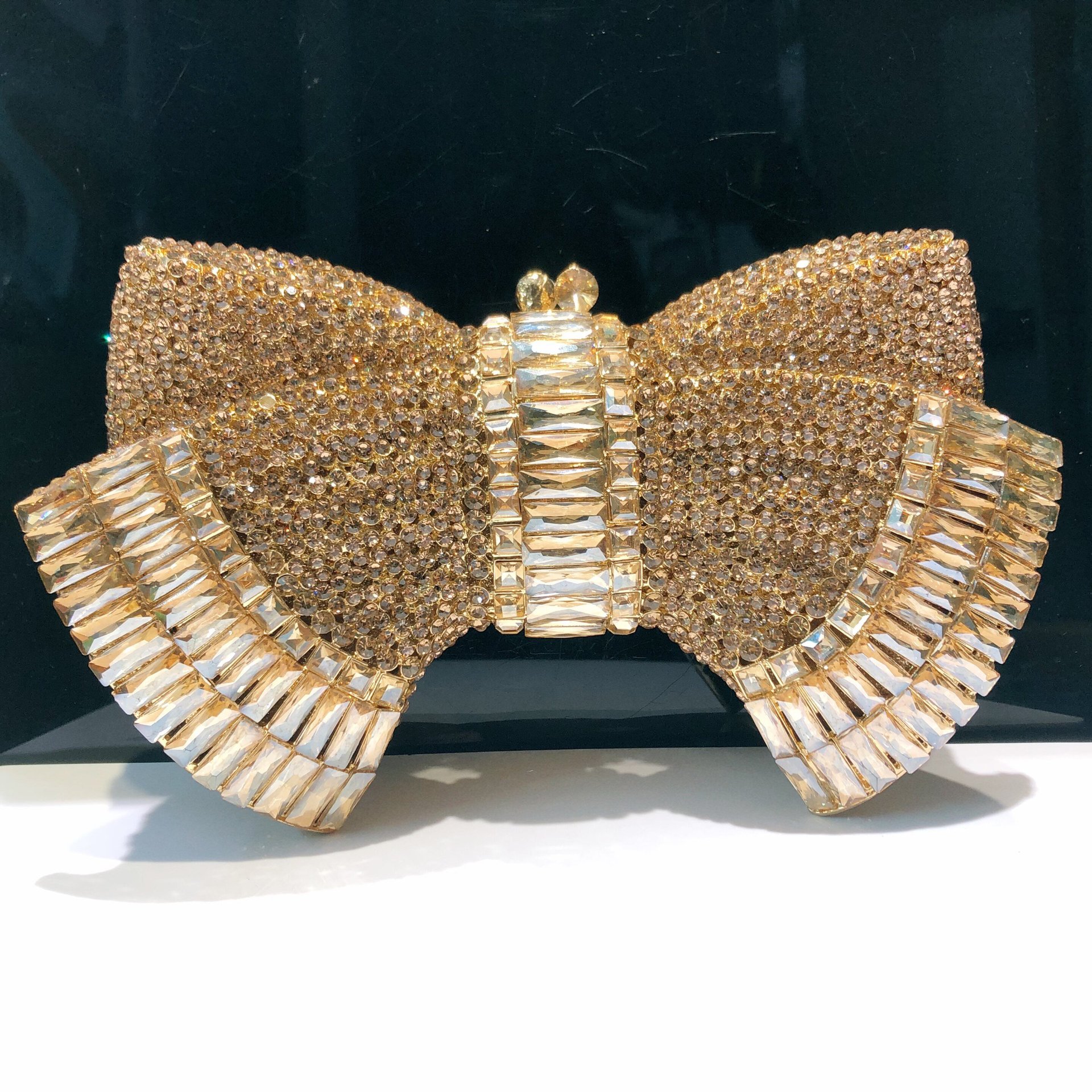 Túi clutch dạ hội đính kim cương kiểu mới — Màu tím huyền ảo, Vàng AB, Bạc AB, Nền vàng kim cương trắng chi tiết 3