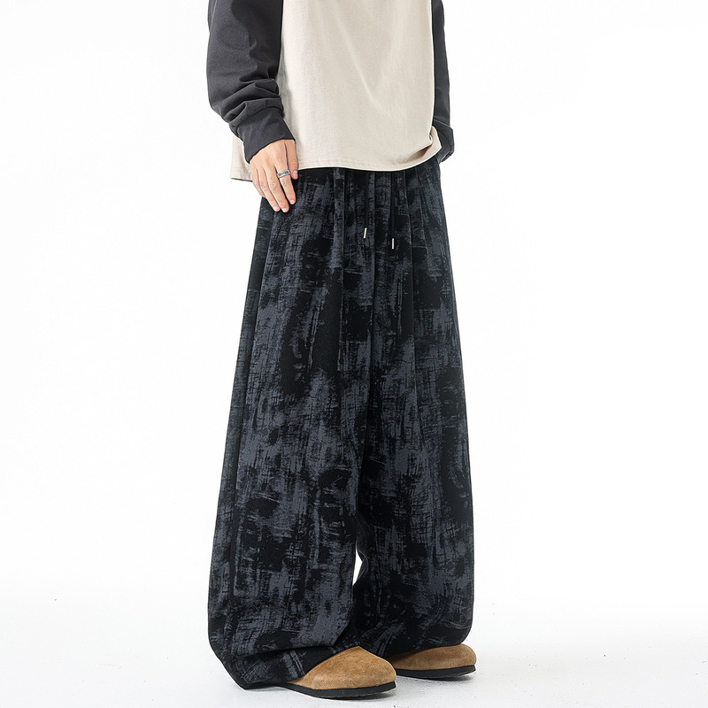 2025 Autumn and Winter New Men's Tie-Dye Dirty Pants Corduroy Pants Large Size Heavyweight American Retro Straight Casual Pants