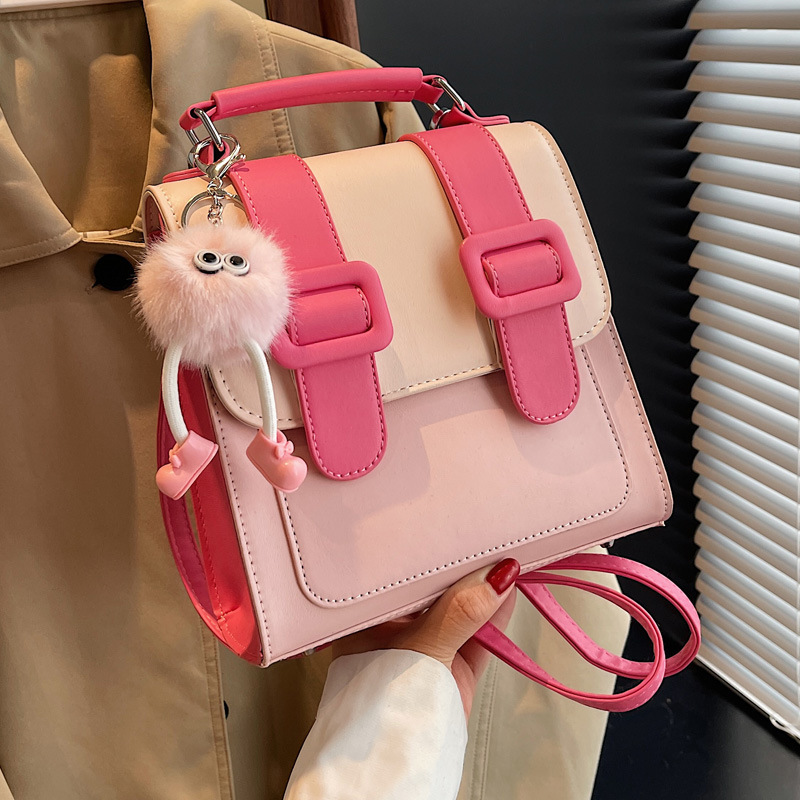 2024 New Women's Backpack Student Handbag Popular Color Contrast Splicing Large Capacity Commuting Outgoing Small Backpack_voghion.com