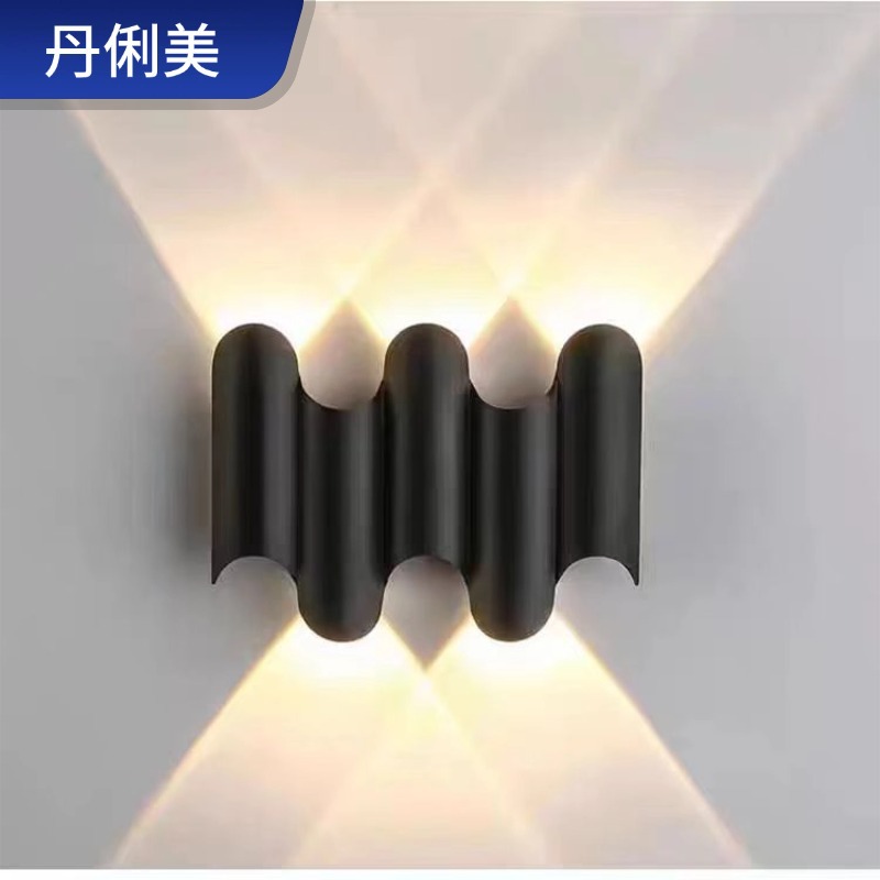New Outdoor Led Light Square Wall Lamp Black and Gold Creative Bedside Living Room Corridor Exterior Wall up and down Wall Lamp