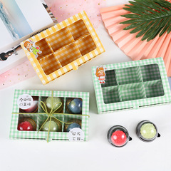 Egg yolk cake packaging box 6 pieces 80g snow skin mooncake box window transparent snow Mei Niang fat macaron dessert box