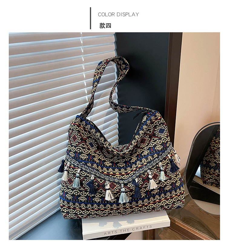 Bolsos de gran capacidad de estilo nacional para mujeres 2025, nueva moda extranjera, bolsas de hombro de borda, bolsas de compras al aire libre