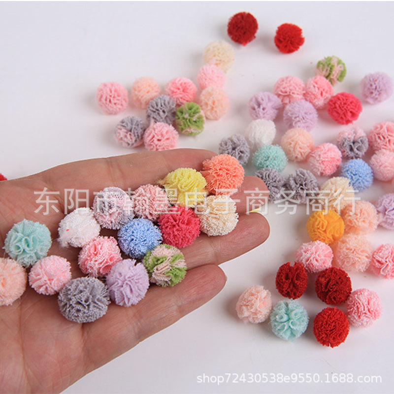 毛球批发1.5厘米网纱花球双色蕾丝花纱球网布球发饰diy绒球毛线球