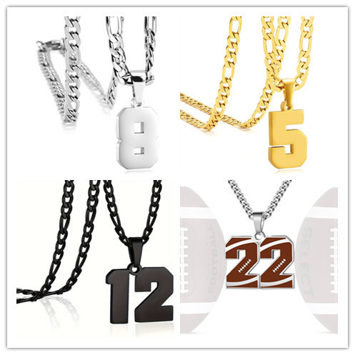 Cross-Border Hot-Selling Stainless Steel Personalized Number Pendant Necklaces for Basketball, Football, and Baseball Players in Stock Cross-Border Hot-Selling Stainless Steel Personalized Number Pendant Necklaces for Basketball, Football, and Baseball Players in Stock