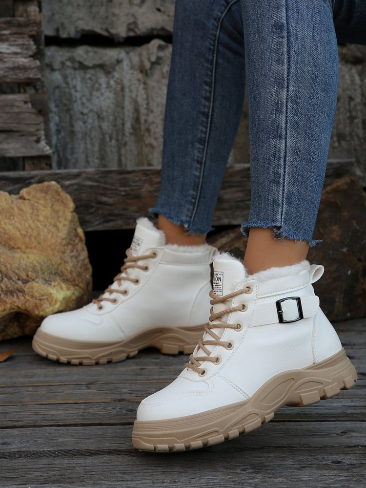 Scarponi da montagna grandi da donna nuovi autunnali e invernali più stivali da neve in velluto e spessi scarpe di cotone da donna_voghion.com