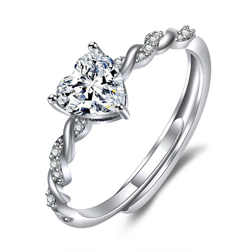 High-end simple love personality heartbeat open ring female confession simulation diamond ring moissanite ring lover gift