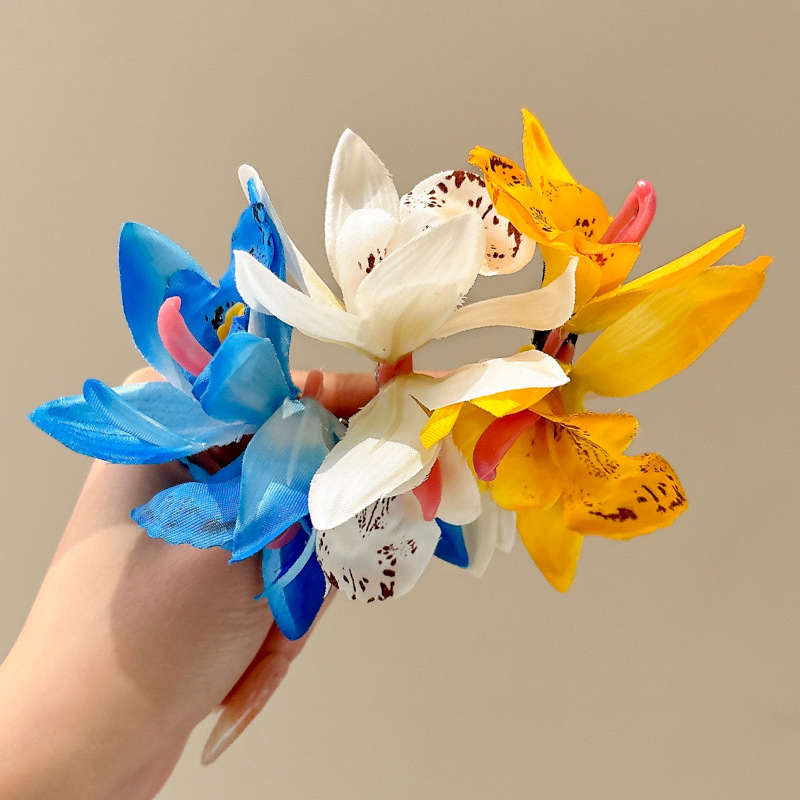 Super inmortal puro deseo mariposa orquídea Liuhai clip de flores para el cabello de la mujer atmósfera superior vacaciones en el mar fotos clip de flores para el cabello