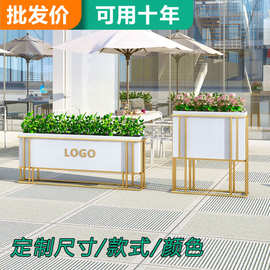 定制白色伸缩式不锈钢花箱防堵塞排水花槽办公室花盆室内组合隔断