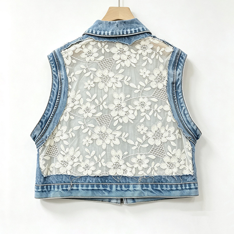 industria pesada diamante chaqueta de vaquín corto para mujeres primavera 2026 nuevo suelto delgado retrógrado sin mangas clip image 1