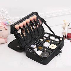 Customizable Large Capacity Double Layer Oxford Cloth Divided Makeup Bag Portable Beauty Embroidery Tool Box Organizer