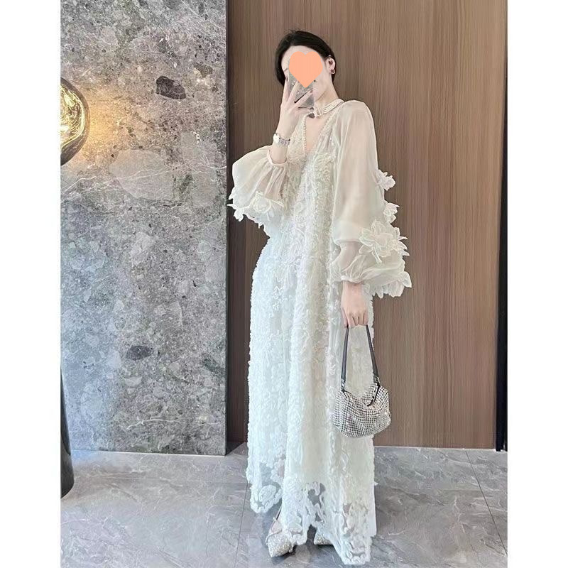 超仙高档设计感立体花朵连衣裙宽松显瘦仙女裙春季|undefined