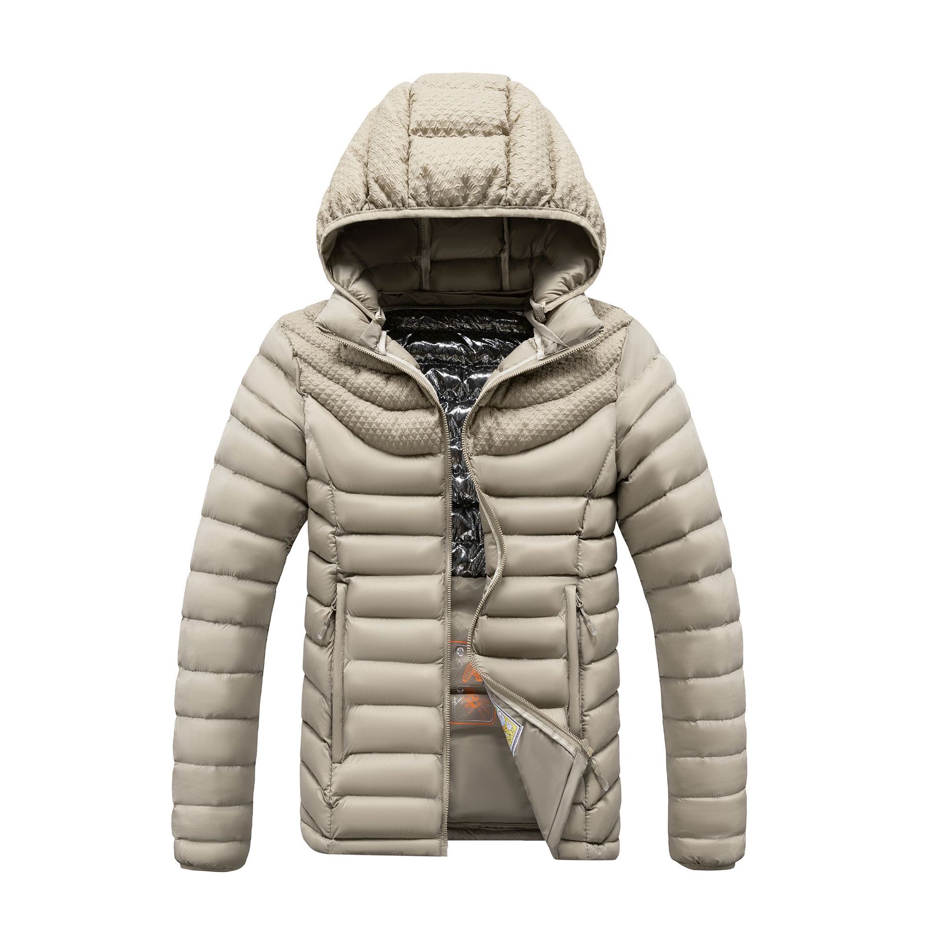 Comercio exterior abrigo de algodón acolchado de los hombres 23 nuevo invierno engrosada abajo Chaqueta de algodón acolchado costilla Chaqueta de algodón acolchado caliente con capucha Chaqueta de algodón acolchado bolsa portátil