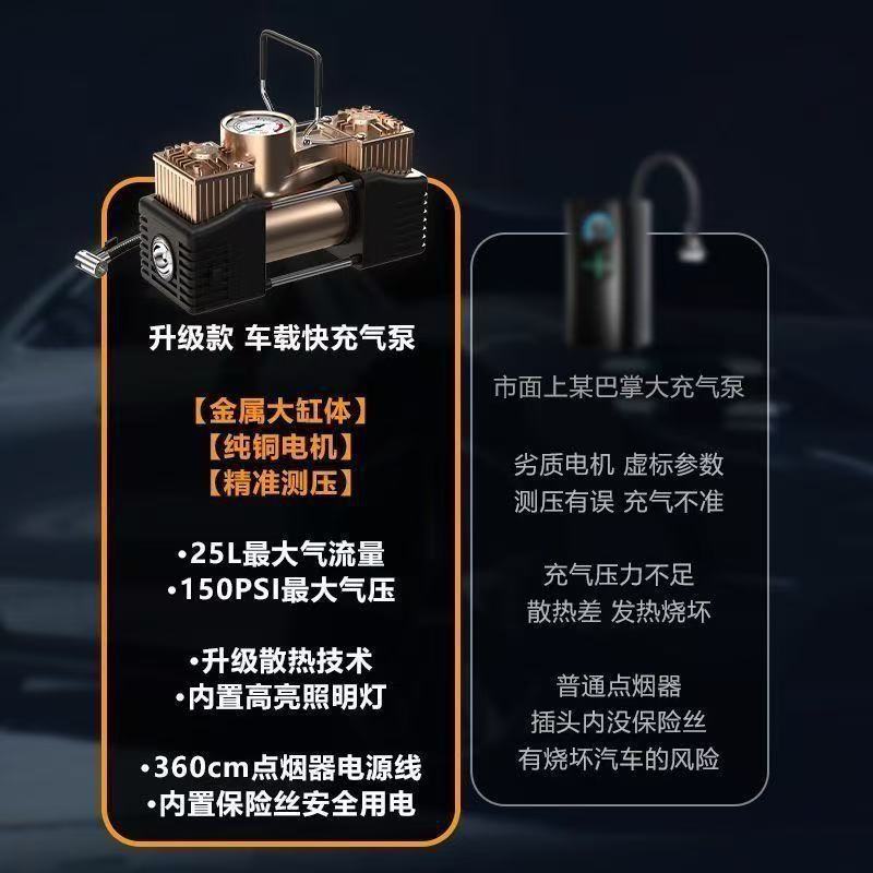 Household German-Made Dual-Cylinder High-Power Air Pump, Electric High-Pressure Car Air Pump, Portable Tire Inflator