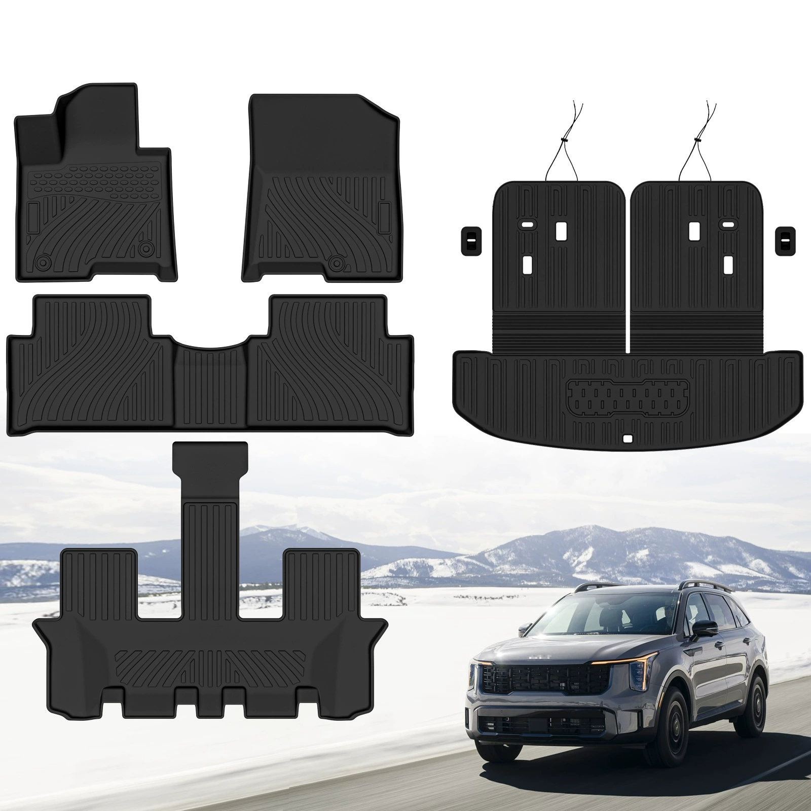 Подходит для моделей Hyundai Sorento 21-24, коврики TPE для Kia Sorento, коврик TPE для багажника, индивидуальная посадка.