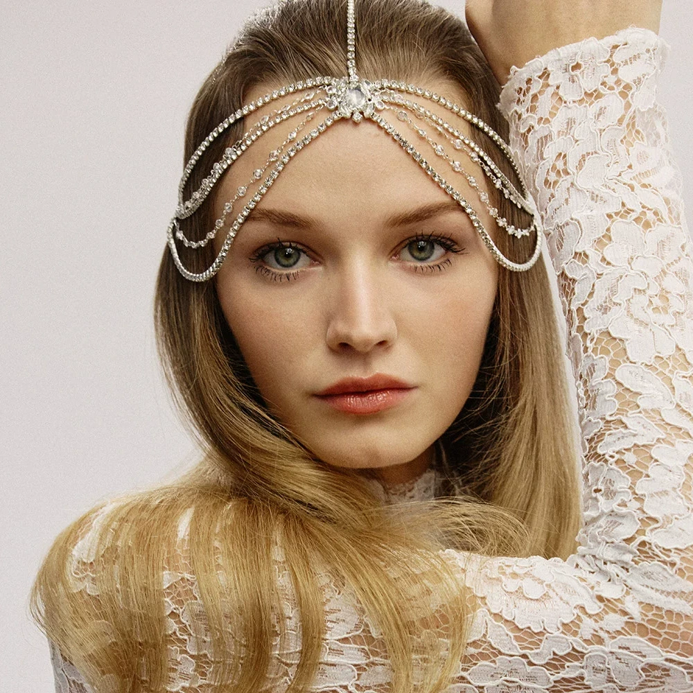 Трансграничная новая многослойная цепочка для волос Национальный стиль водяные бриллианты головные уборы экзотические украшения для волос принцессы