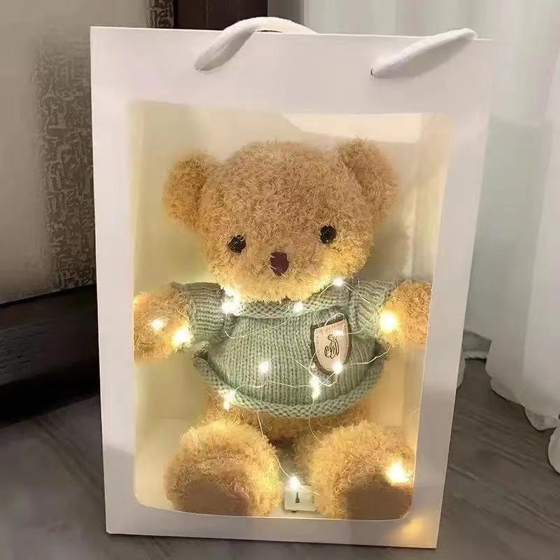 Flash Oso de Peluche de peluche de juguete con luz Oso muñeca caja de regalo muñeca de trapo oso muñeca regalo para niñas regalo de cumpleaños