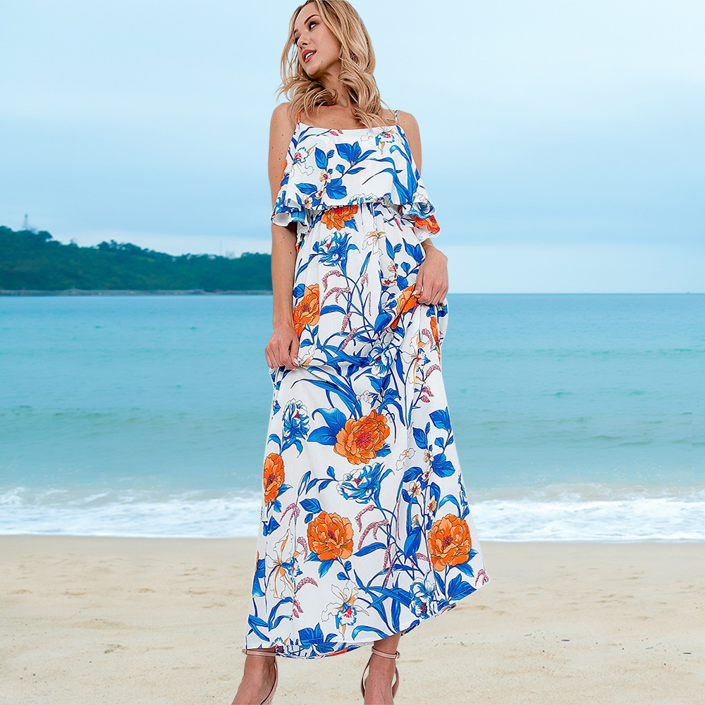 fashion floral long beach dress Nihaostyles wholesale clothing vendor NSHYG72300