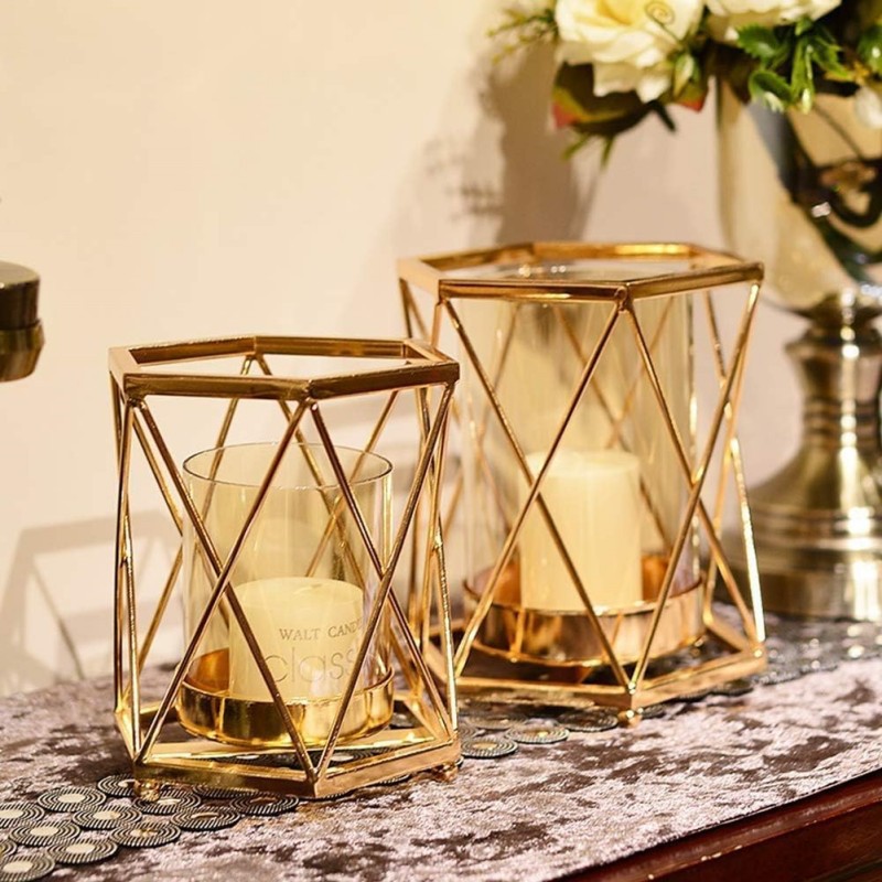 Transfronterizo de hierro de vidrio forjado ornamentos galvanizados ornamentos de mesa de comedor candelabros escenas de diseño accesorios ornamentos decorativos