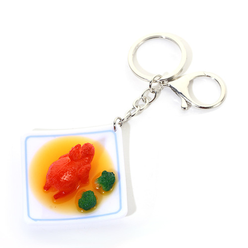 Chinese dish model toy key chain accessories simulated food ornaments photography props key chain customization