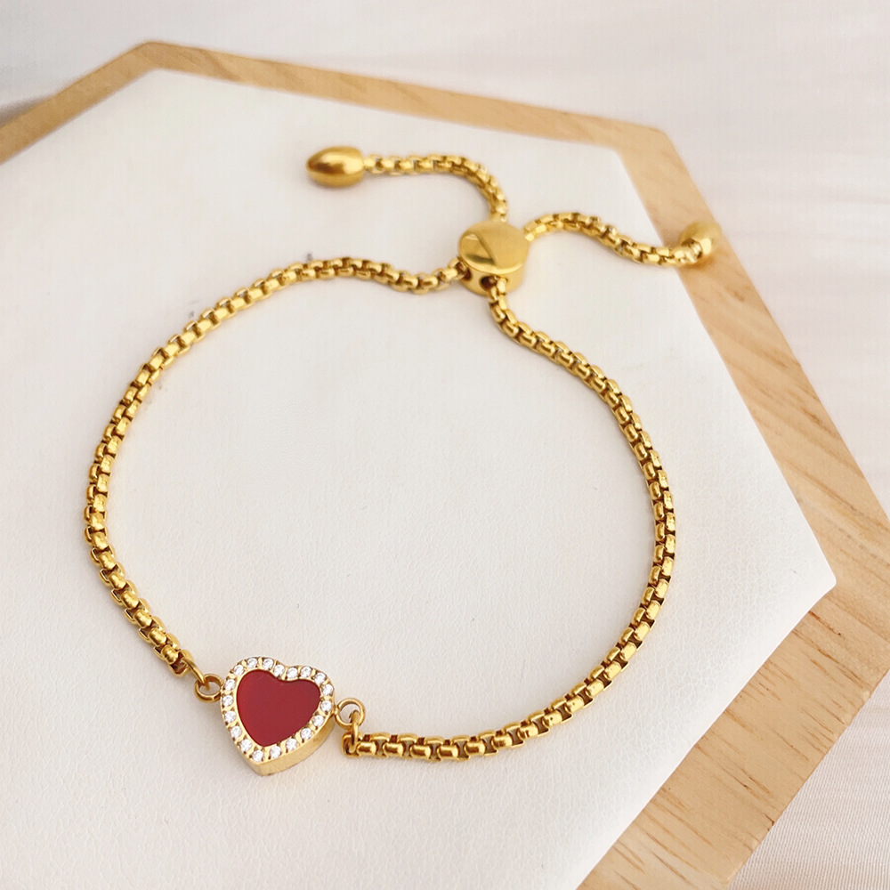 13g Weight 304 Stainless Steel Pendant Material Bracelets Classification 304 Stainless Steel Chain Material 1 Piece Quantity Holiday, Date, Tea Party Occasion 304 Stainless Steel Material Heart Shape Pattern Women's Gender Plating Design Sweet, Simple Style Style Sweet Simple Style Heart Shape 304 Stainless Steel Bracelets In Bulk 4