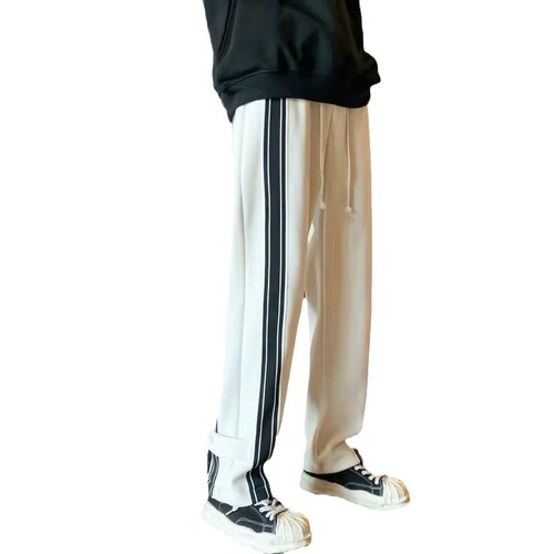 Spring and autumn pants men's spring and autumn American high street straight loose wide-leg pants design casual sports pants