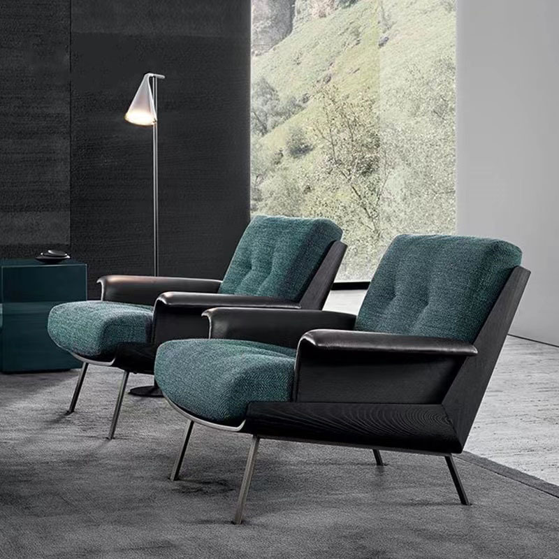 Daiki sofá individual lujo ligero perezoso sala de estar de madera maciza dormitorio silla de relajación balcón sillón diseñador en línea