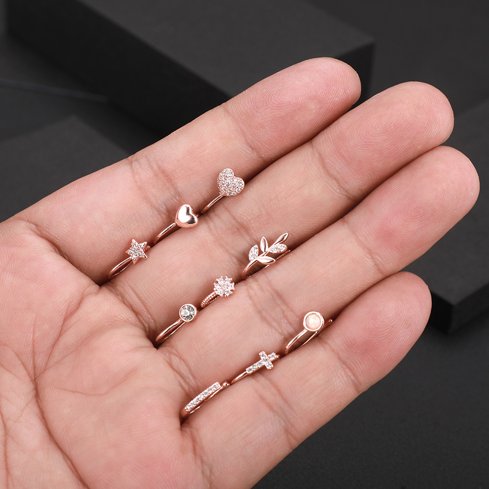 Fashion Simple Style Geometric Copper Plating Zircon Nose Ring Nose studs