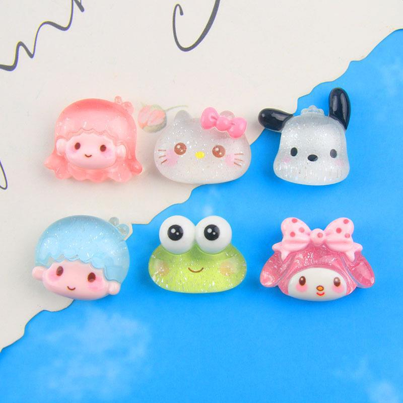 Nueva historieta permeable al hielo chica Super linda chica perro resina accesorios al por mayor DIY crema pegamento refrigerador pegatinas