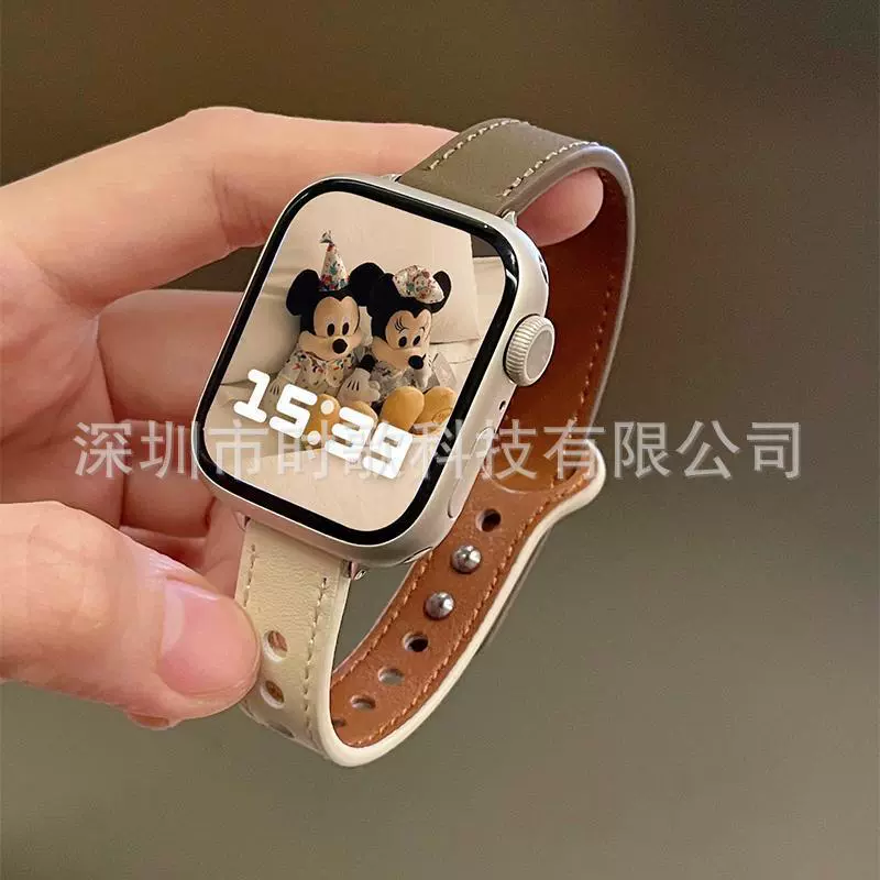 Ремешок для Apple Watch ультратонкий двойной штифт, цветная кожа, маленький размер, ремешок для AppleWatch10