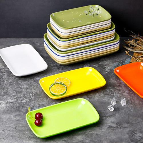 Melamine rice roll plate special wholesale hot pot restaurant breakfast shop plastic rectangular barbecue dish snack plate