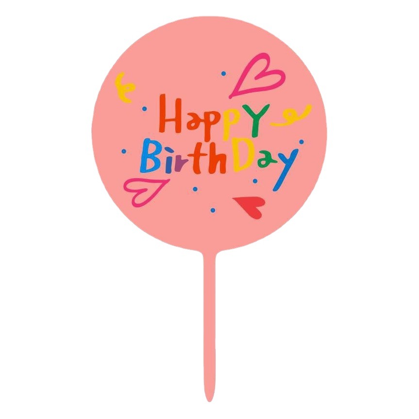 Colorido amor corazón feliz cumpleaños acrílico Feliz cumpleaños pastel plug-in tarjeta inserción postre decoración de la Mesa