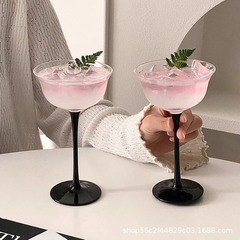 小衆黒棒高脚グラス家庭用デザイン感女子学生特調マティーニ杯ほろ酔い飲料カクテルカップ