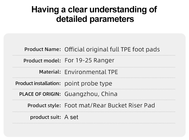 Suitable for 19-25 Model Ford Ranger Car Floor Mats, Left and Right Steering Wheel Tpe Rear Bed Mats, Cross-Border