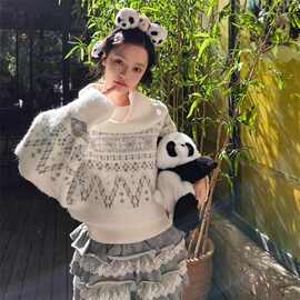 2025新款复古费尔岛提花套头毛衣女秋冬慵懒高级感独特别致高领软