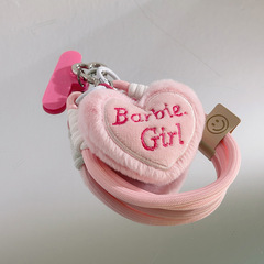 可愛Bar粉毛愛心掛件手機殼掛繩旋轉含夾片相機鑰匙掛件掛鏈通用