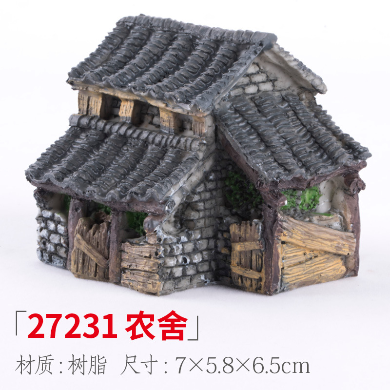 Pecera, rocalla, piedra absorbente, piedra de agua, casa, casa, casa, cabaña, micro paisaje, decoración carnosa, decoración de cerámica