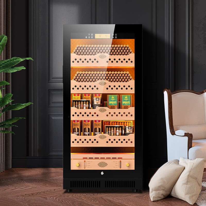 Cigar cabinet CL-80C1 with WiFi, cedar wood interior, water ionization for ammonia removal, humidification, and fingerprint lock