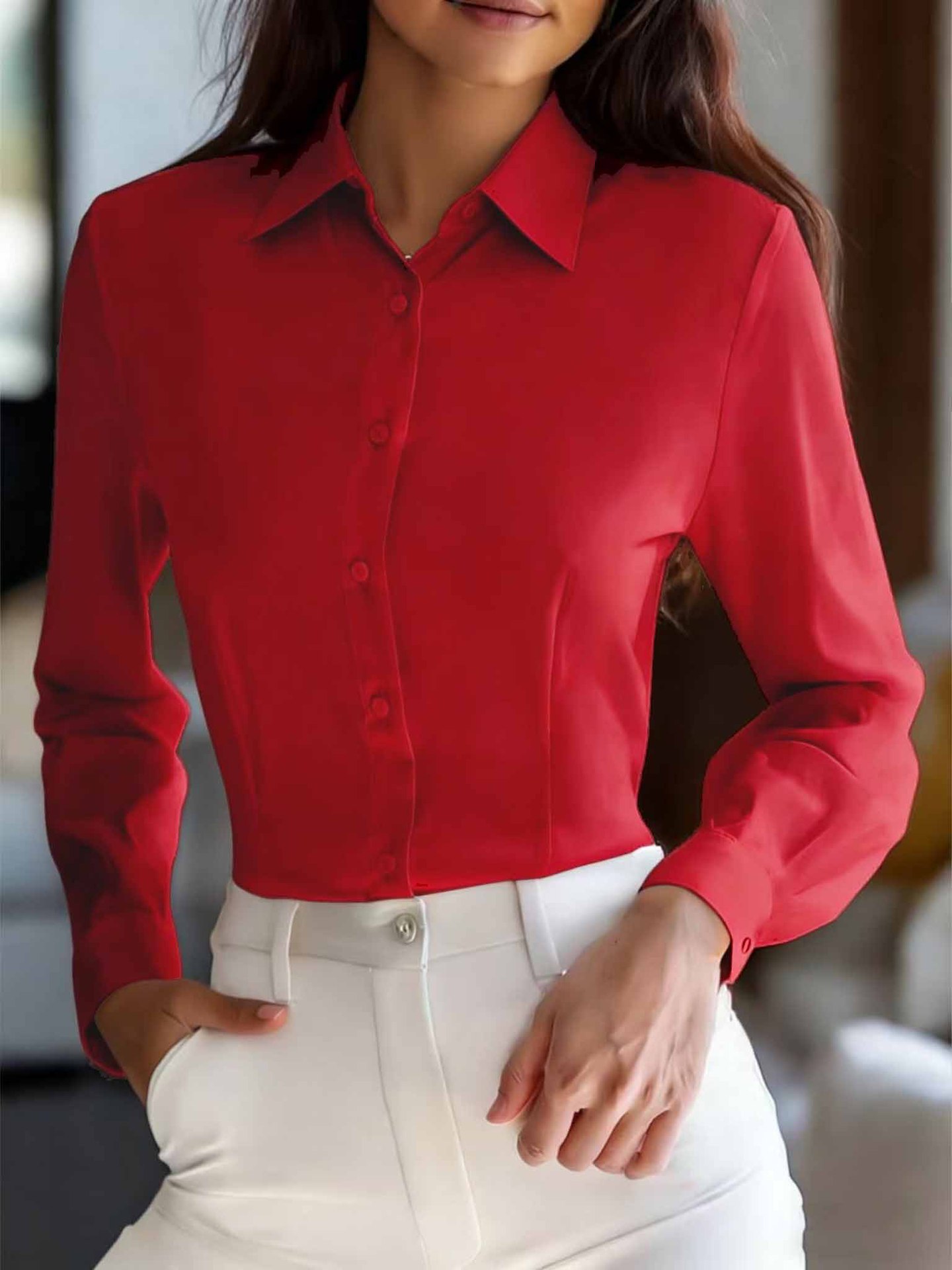 2026 New Independent Station European And American Cross-Border Long-Sleeve Slim-Fit Casual Shirt For Women_ecoleips.com