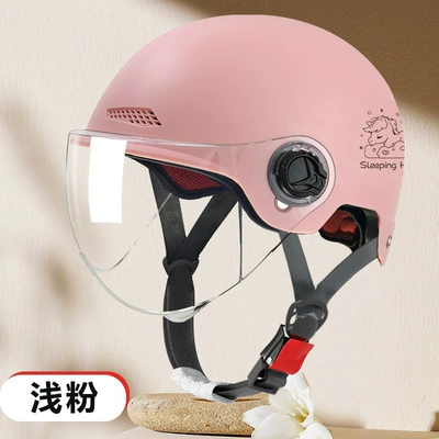 Motosiklet kaskı (dəbilqə) helmet female summer helmet male - 3c-mirrorless-model-l019-1-pony-light-pink-rainproof-windproof-and-sunshade-glasses