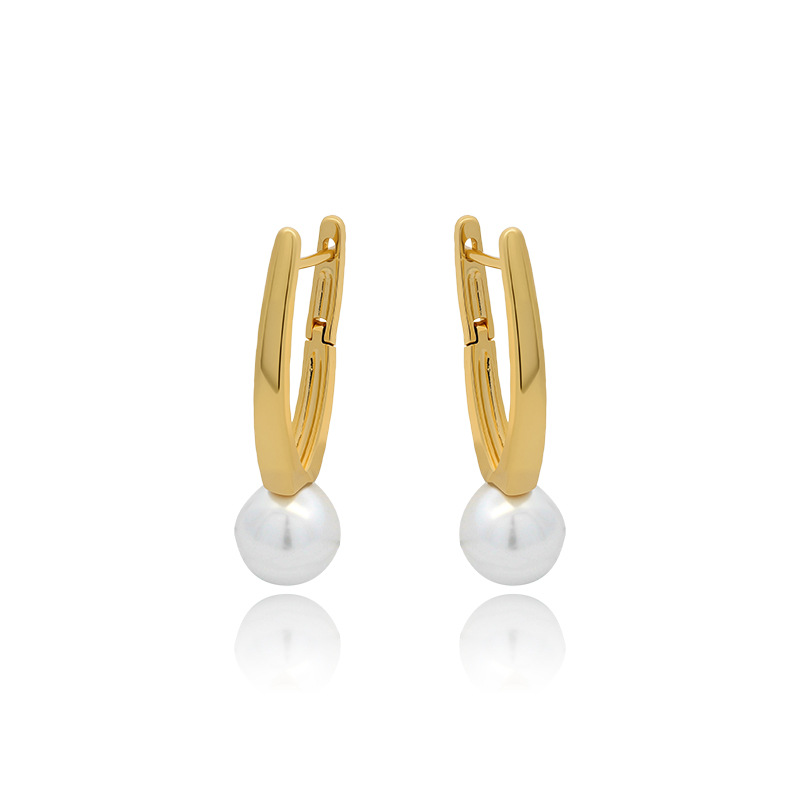 Xuping joyería de moda oro ligero lujo temperamento simple imitación de perlas nicho diseño personalidad auriculares al por mayor