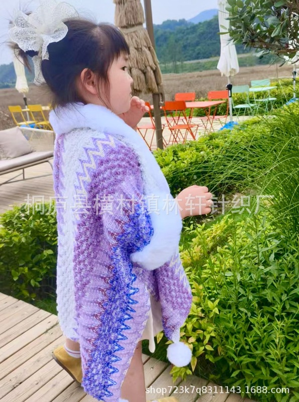 新しいエスニックスタイルの子供用毛皮の襟ショールカジュアルアウターウェア雲南新疆旅行の必需品女性用の暖かく厚みのあるマント|undefined