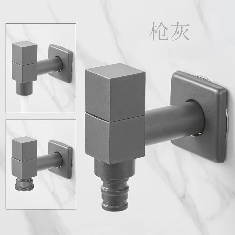 Black wall-mounted washing machine faucet, all-copper single cold mop sink, pure copper faucet wholesale, special water nozzle details Picture