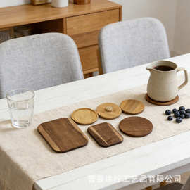 跨境木质水杯盖多规格可定竹制马克杯盖子密封饭盒保温盖实木杯垫